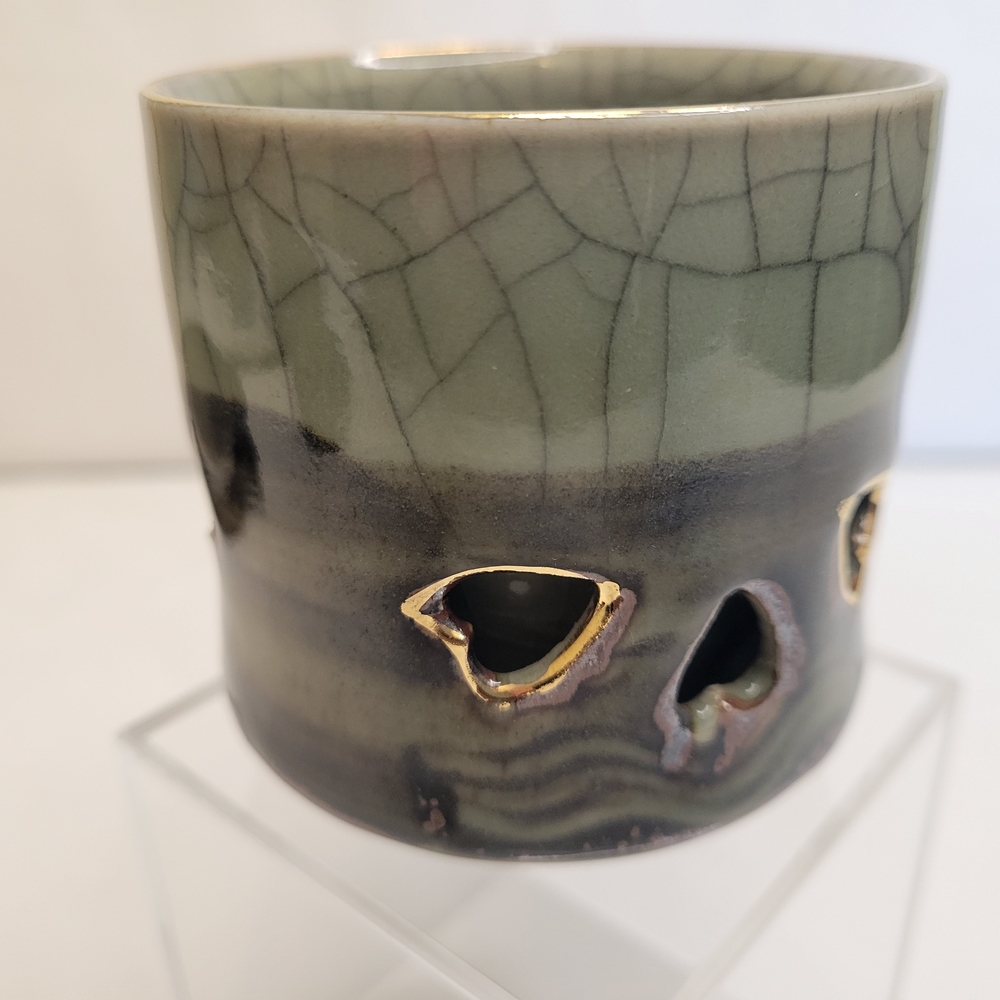 Elegant Green Ceramic Candle Holder